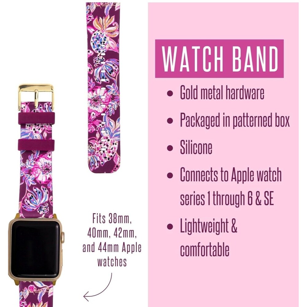 Lilly Pulitzer Silicone Apple Watch Band for Women, Sized to Fit 38mm 40mm 42mm